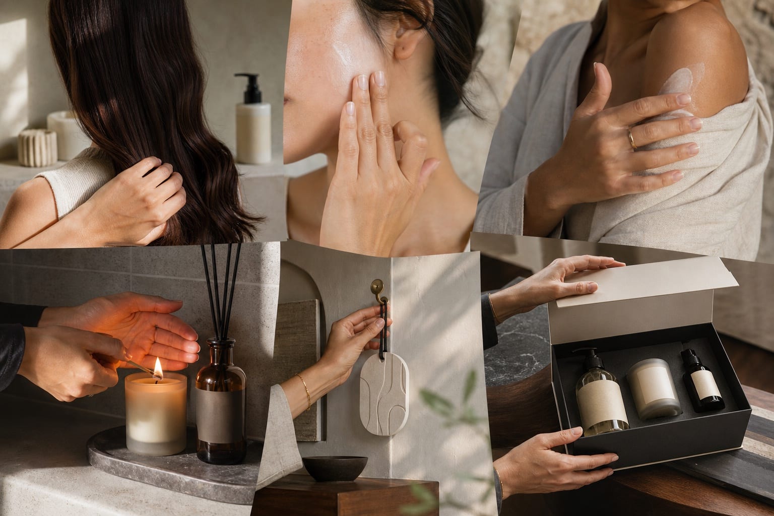 Arovi product range across home fragrance, bath and body, hair care, facial care, scented decor, and hospitality gift sets