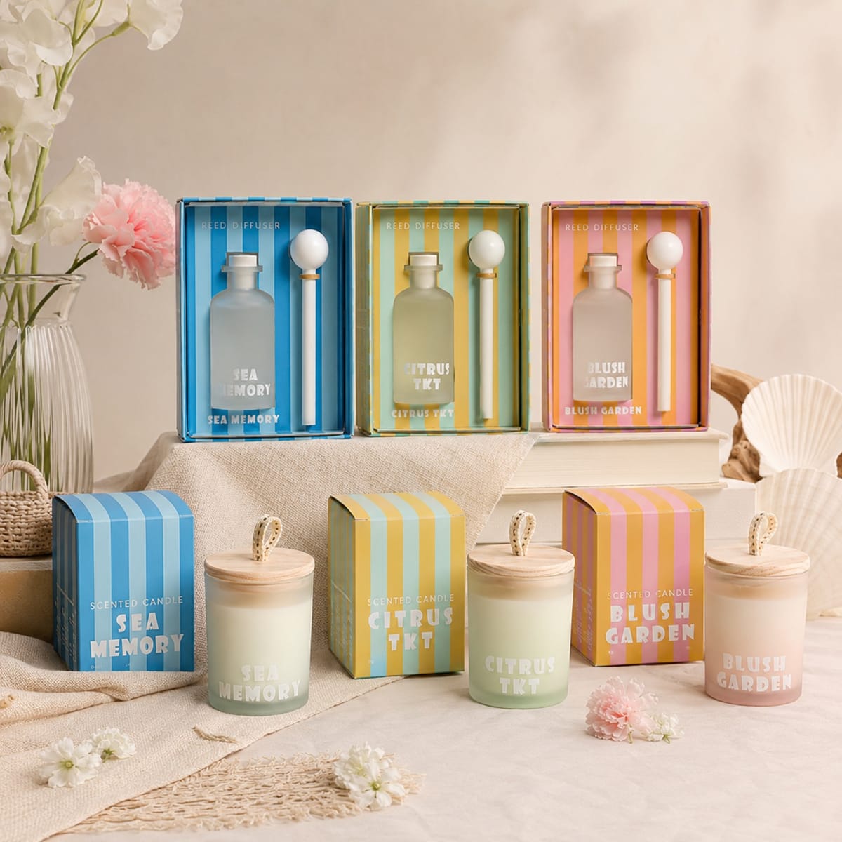 Pastel Candle and Reed Diffuser Gift Set product presentation