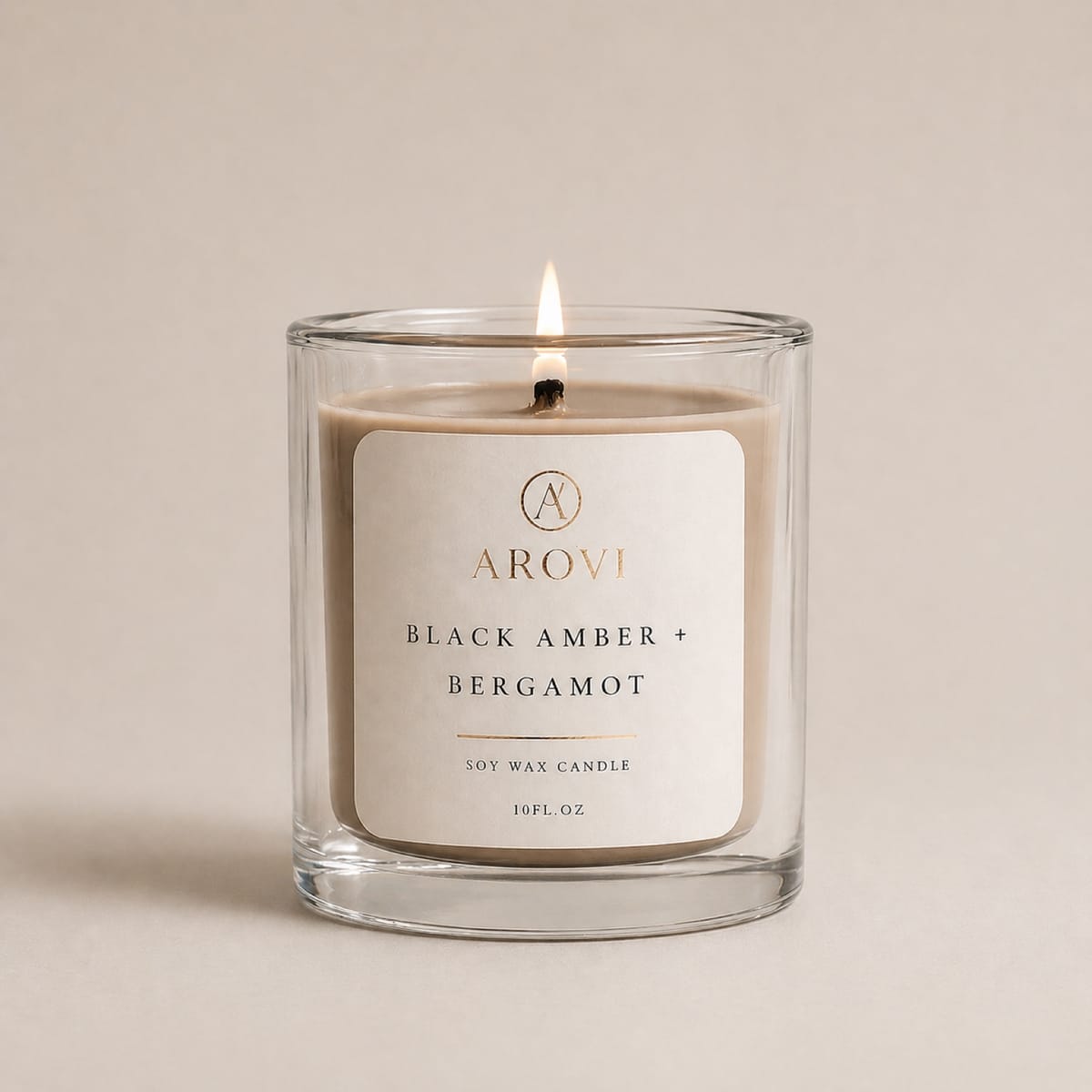 Lit candle in a clear double-wall glass vessel
