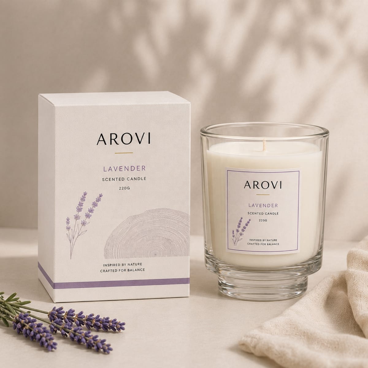 Lavender candle with matching box